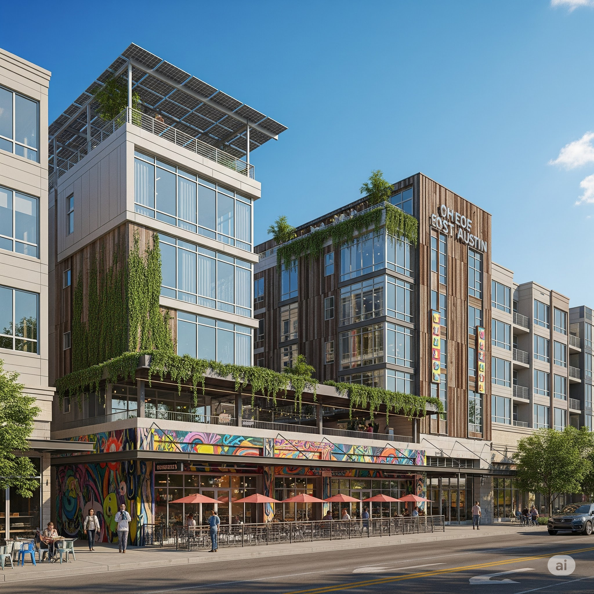 Modern mixed-use architectural design in East Austin